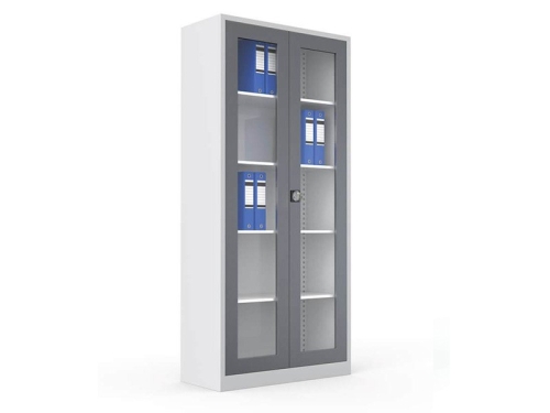 Metal 198 lik Camlı Dosya Koyu Açık Gri Klasör Dolabı - 1