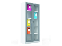 Metal 198 cm lik Camlı Dosya - Açık Gri Klasör Dolabı