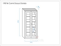 Metal 198 lik Camlı Dosya - Klasör Dolabı gri renk - 2