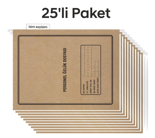 Metal Askılı Personel Özlük Dosyası 4 Yapraklı 25 li Paket - 1