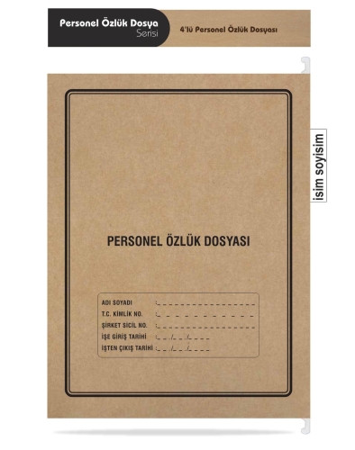Metal Askılı Personel Özlük Dosyası 4 Yapraklı 50 li Paket - 3