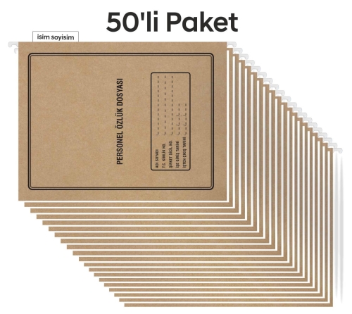 Metal Askılı Personel Özlük Dosyası 4 Yapraklı 50 li Paket - 1