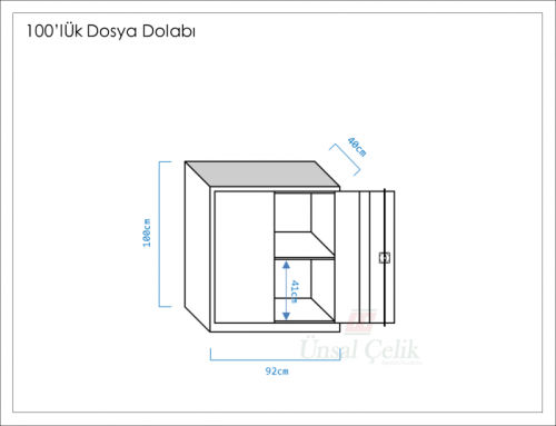 Metal Açık Gri Dosya Klasör Dolabı (100cm) - 3