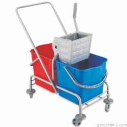 Metal Gövdeli Çift Kovalı Temizlik Arabası (Metal Presli)