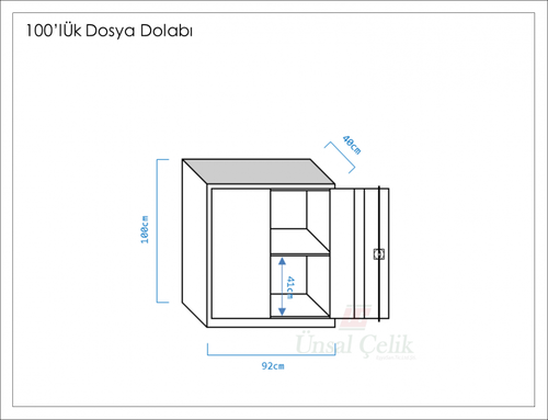 Metal Klasör Dosya Dolabı Kırmızı (100cm) - 2