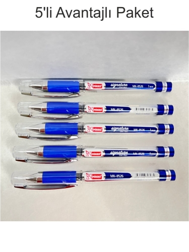 MİKRO MK-8526 GEL PEN İMZA KALEMİ MAVİ 1.0 MM UÇ 5 li Paket - 1