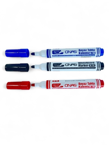 Mikro NS-703 Yuvarlak Uç Beyaz Yazı Tahta Kalemi 3 lü Set Kraf 575G Tahta Silgisi 2 li Set - 2