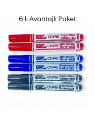 Mikro NS-703 Yuvarlak Uç Beyaz Yazı Tahta Kalemi 6 lı Set