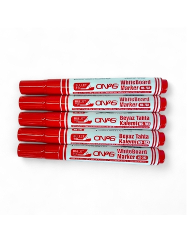 Mikro NS-703 Yuvarlak Uç Beyaz Yazı Tahta Kalemi Kırmızı 12 lı Set - 3