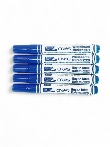 Mikro NS-703 Yuvarlak Uç Beyaz Yazı Tahta Kalemi Mavi 12 li Set - 4