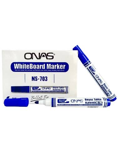 Mikro NS-703 Yuvarlak Uç Beyaz Yazı Tahta Kalemi Mavi - 6