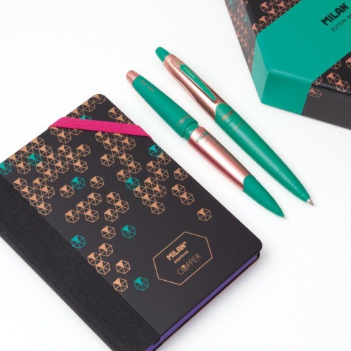 Milan Hediyelik Hesap Makinesi Tükenmez ve Kurşun Kalem Kalemtraş Set Yeşil - 1