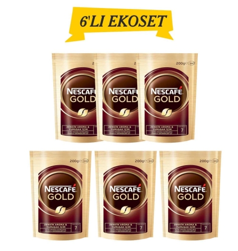 Nescafe Gold 6 Lı Avantajlı Paket (200Gr x 6) - 1