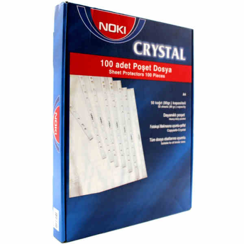 Noki Kristal Poşet Dosya 4830CR Mavi Kenarlı A4 (100 lü Paket) - 1