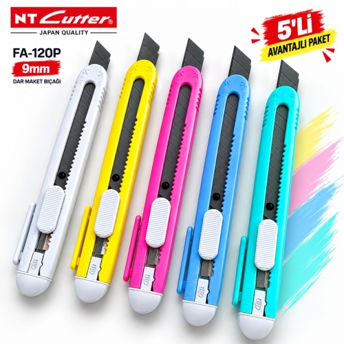 NT Cutter FA-120P 9mm Dar Maket Bıçağı 5li Paket - 1