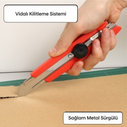 NT Cutter L-500 18mm Maket Bıçağı 2 Bıçak ve Kırım Aparatı Hediye - 5