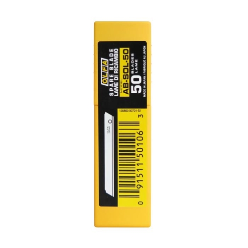 OLFA AB-SOL-50 Standart Tek Gövdeli (Kırımsız) Dar Maket Bıçağı Yedeği (50 li) - 1