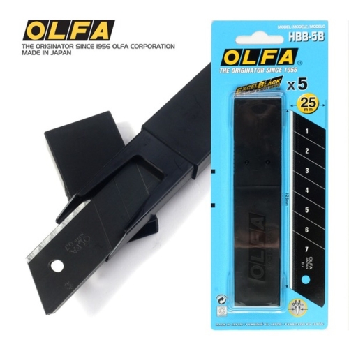Olfa HBB-5B Ultra keskin Siyah 25 mm Maket Bıçak Yedeği 5 li Paket - 1
