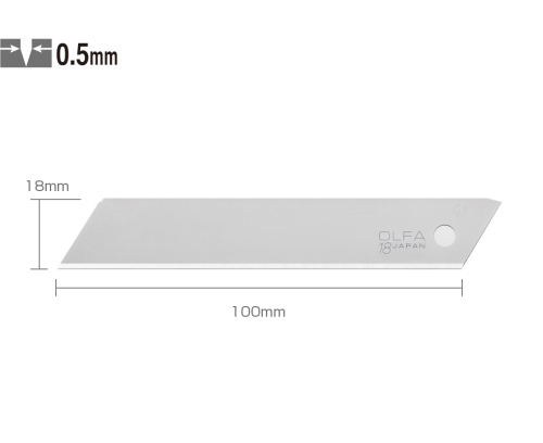 OLFA LB-SOL-10 Standart Tek Gövdeli (Kırımsız) Geniş Maket Bıçağı Yedeği (10 lu) - 1