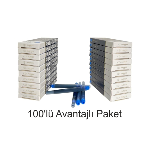 Parker Dolma Kalem Kartuşu Quink Yıkanabilir Mavi (100’lü Paket) 1950383 - 1