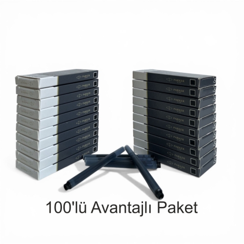 Parker Dolma Kalem Kartuşu Quink Yıkanabilir Siyah (100’lü Paket) 1950382 - 1