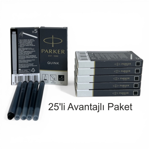 Parker Dolma Kalem Kartuşu Quink Yıkanabilir Siyah (25’li Paket) 1950382 - 1