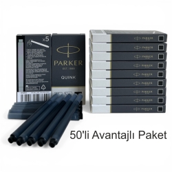 Parker Dolma Kalem Kartuşu Quink Yıkanabilir Siyah (50’li Paket) 1950382