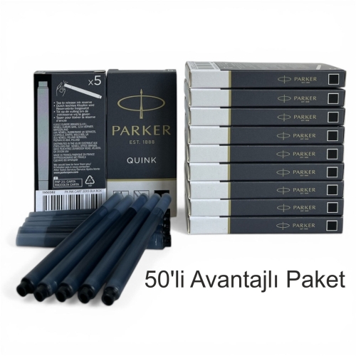 Parker Dolma Kalem Kartuşu Quink Yıkanabilir Siyah (50’li Paket) 1950382 - 1