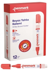 Penmark Beyaz Yazı Tahtası Kalemi Kırmızı Renk (12 Adet)