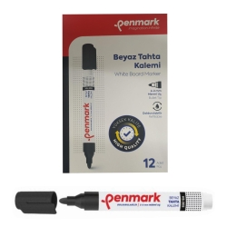 Penmark Beyaz Yazı Tahtası Kalemi Siyah Renk (12 Adet)