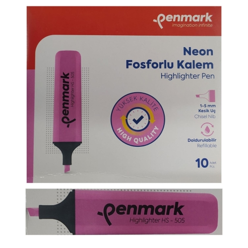 Penmark Fosforlu Kalem Neon Pembe Renk (10 Adet) - 1