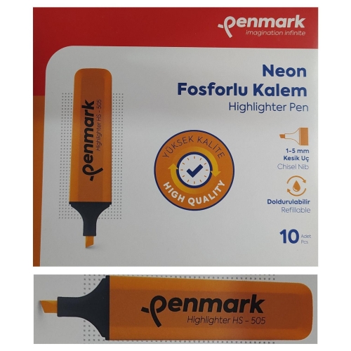 Penmark Fosforlu Kalem Neon Turuncu Renk (10 Adet) - 1