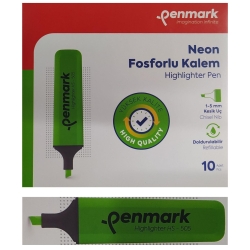 Penmark Fosforlu Kalem Neon Yeşil Renk (10 Adet)