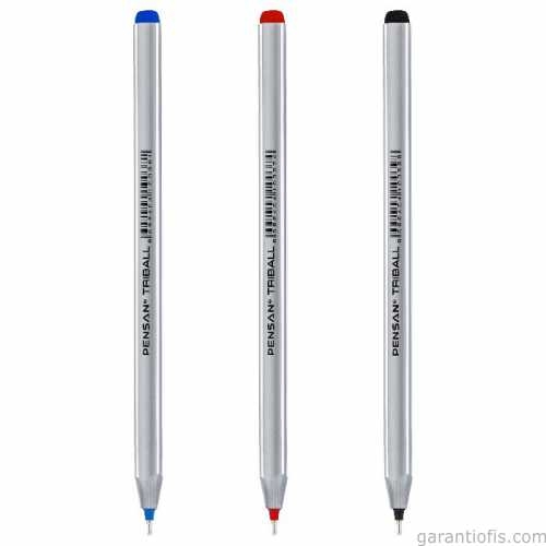 Pensan 1003 Triball Üçgen Gövdeli Kırmızı Tükenmez Kalem (12 li Paket) - 2