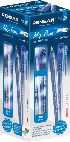 Pensan 2210 My-Pen Mavi Tükenmez Kalem (25 li Paket) - 2
