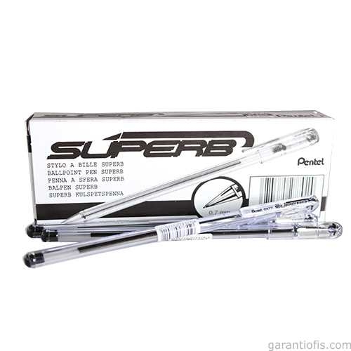 Pentel BK77 SuperB Siyah Çelik Uçlu Tükenmez Kalem (0,7 mm) - 2
