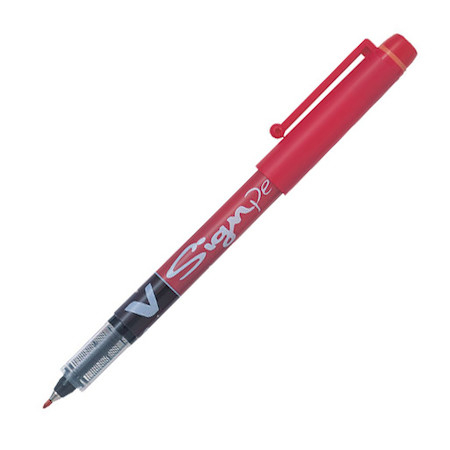 Pilot V-Signpen Kırmızı Fiber Uçlu Çizim ve İmza Kalemi - 1