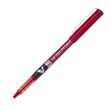 Pilot V5 Hi-Tecpoint Kırmızı İğne Uçlu Roller Kalem - 1