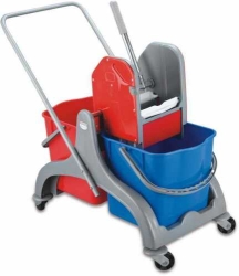 Plastik Gövdeli Çift Kovalı Temizlik Arabası 