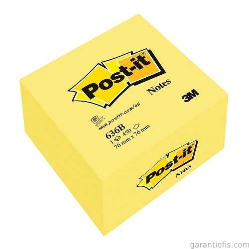 Post-it 636B Kanarya Sarısı Küp Not Kağıdı (76x76mm - 450 Yaprak) - 1