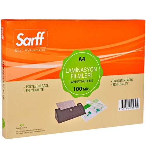 Sarff 100 Mikron Parlak A4 PVC Laminasyon Filmi (100 lü Paket) - 1