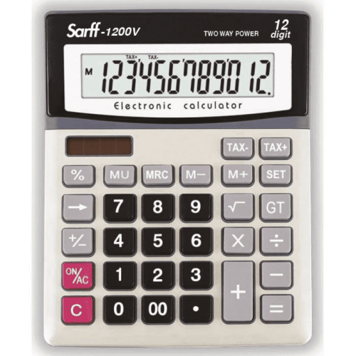 Sarff 1200V Pilli-Güneş Enerjili Hesap Makinesi 12 Haneli - 1