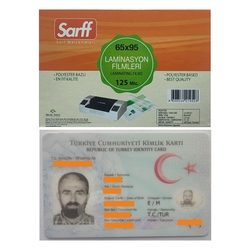 Sarff 125 Mikron 65x95mm PVC Kimlik ve Ehliyet Laminasyon Filmi (100 lü Paket) - Thumbnail