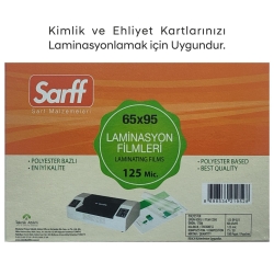 Sarff 125 Mikron 65x95mm PVC Kimlik ve Ehliyet Laminasyon Filmi (100 lü Paket)