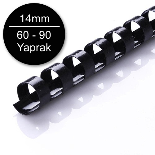 Sarff 14mm Plastik Spiral Siyah 60-90 Yaprak Kapasiteli (100 lü Kutu) - 1