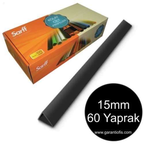 Sarff 15mm Siyah Üçgen Sırtlık 60 Yaprak Kapasiteli (100 lü Kutu) - 1