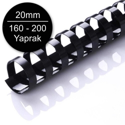 Sarff 20mm Plastik Spiral Siyah 160-200 Yaprak Kapasiteli (100 lü Kutu)