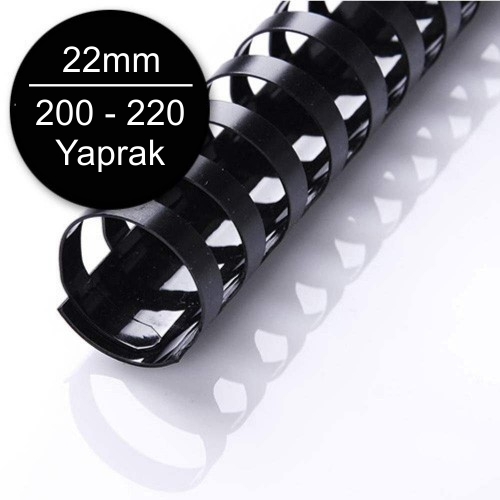 Sarff 22mm Plastik Spiral Siyah 200-220 Yaprak Kapasiteli (50 li Kutu) - 1