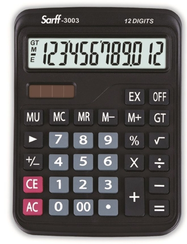 Sarff 3003 Hesap Makinesi 12 Haneli Güneş Enerjili-Pilli - 1