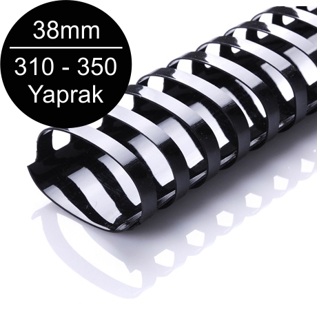 Sarff 38mm Plastik Spiral Siyah 310-350 Yaprak Kapasiteli (50 li Kutu) - 1